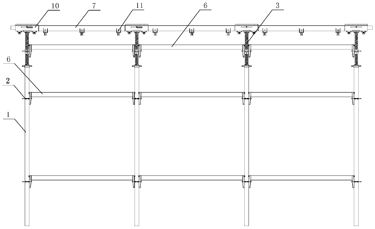 Lifting lattice flat frame adjustable free end support formwork early-dismantling system and construction method thereof