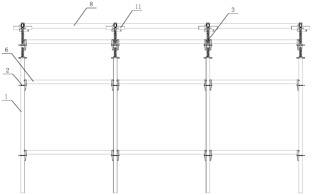 Lifting lattice flat frame adjustable free end support formwork early-dismantling system and construction method thereof