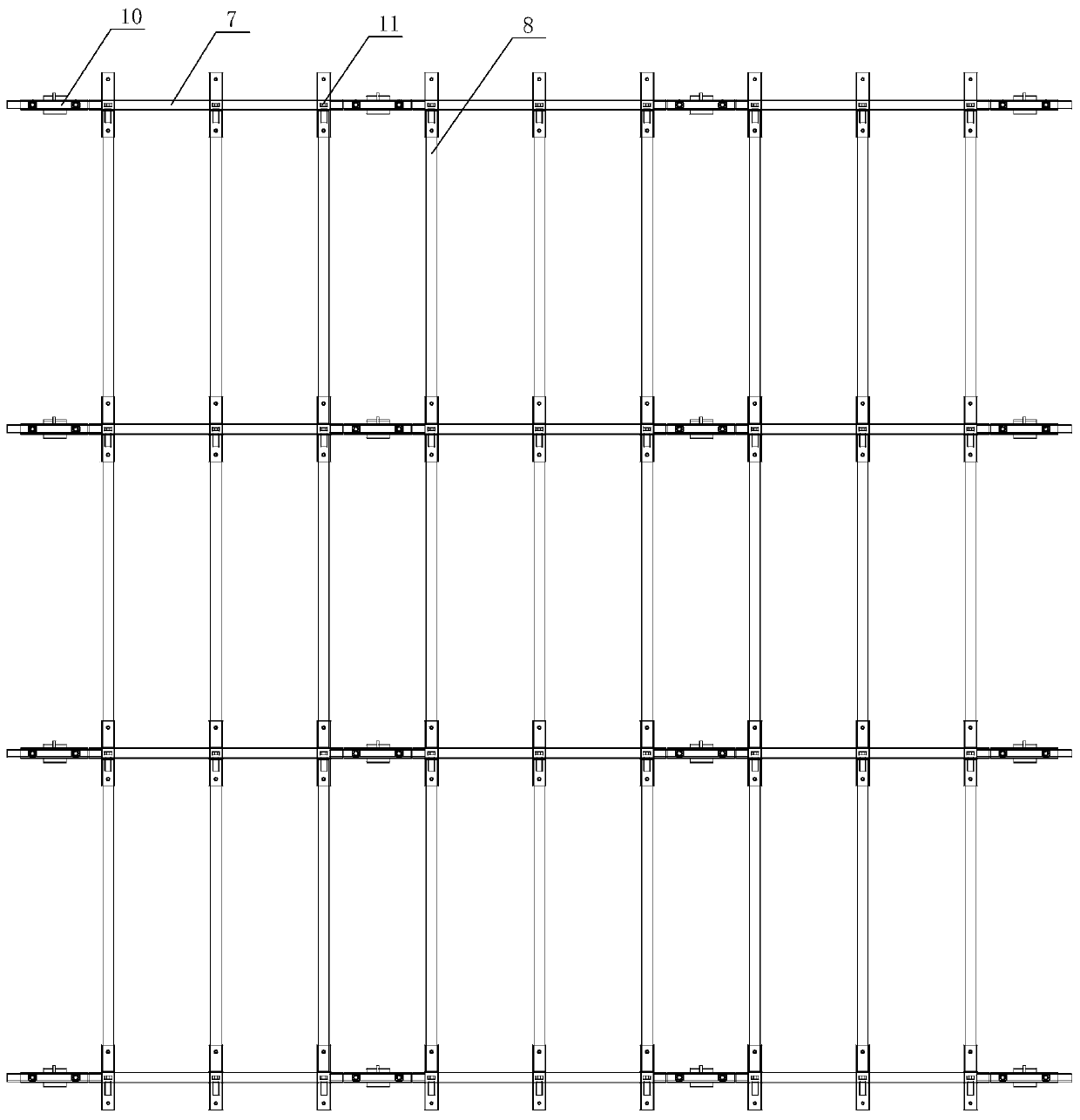 Lifting lattice flat frame adjustable free end support formwork early-dismantling system and construction method thereof