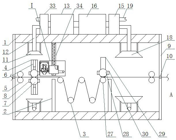 Automatic cleaning mechanism for flame-retardant polyester fabric and silk-woven fabric