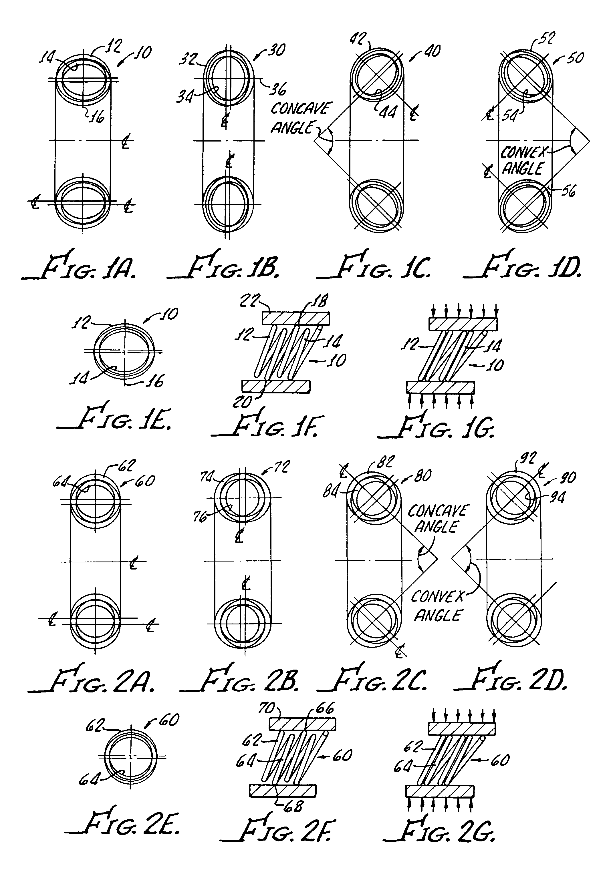 Canted coil springs various designs