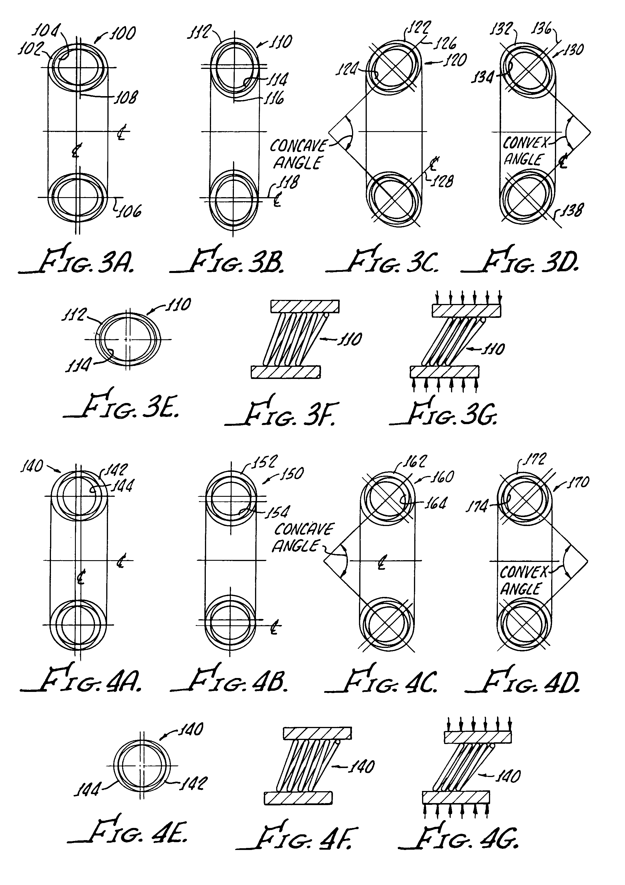 Canted coil springs various designs