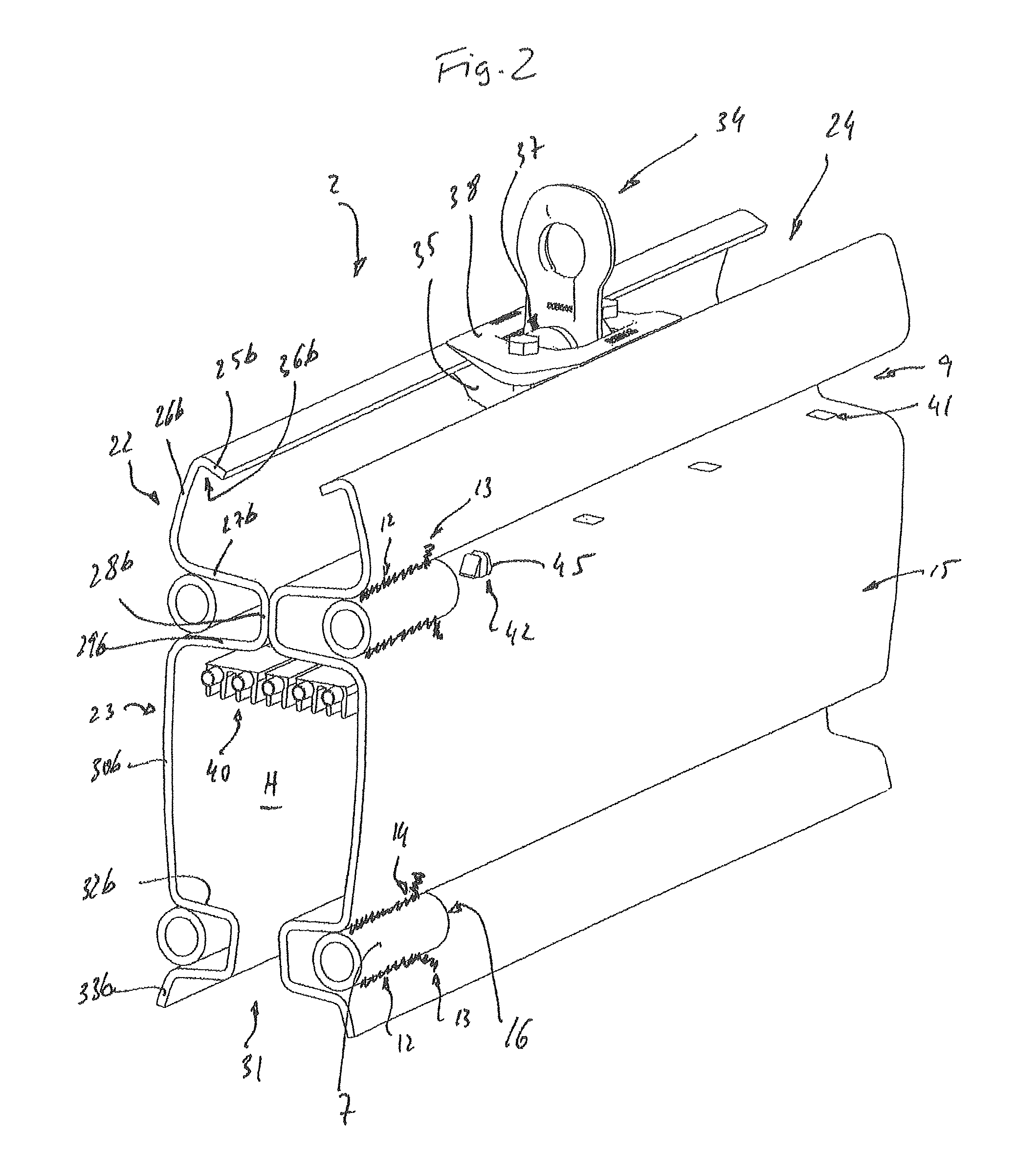 Arrangement of a rail and a slip contact holder mounted thereon