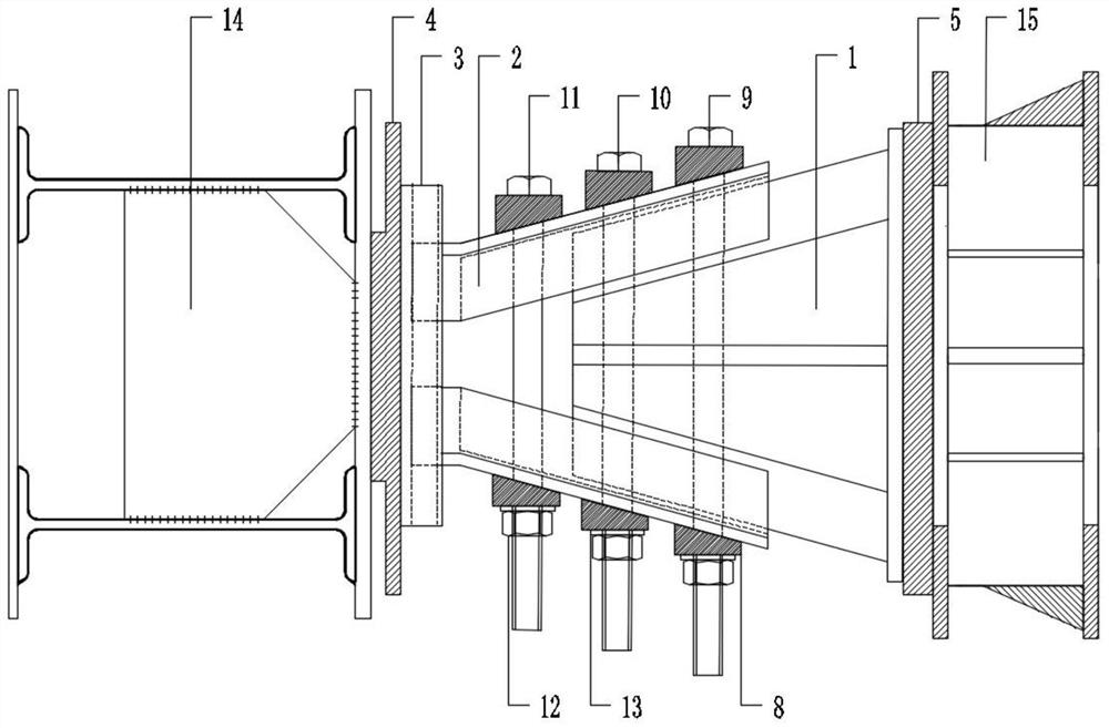 A nested detachable node with double outriggers for prefabricated support and its construction method