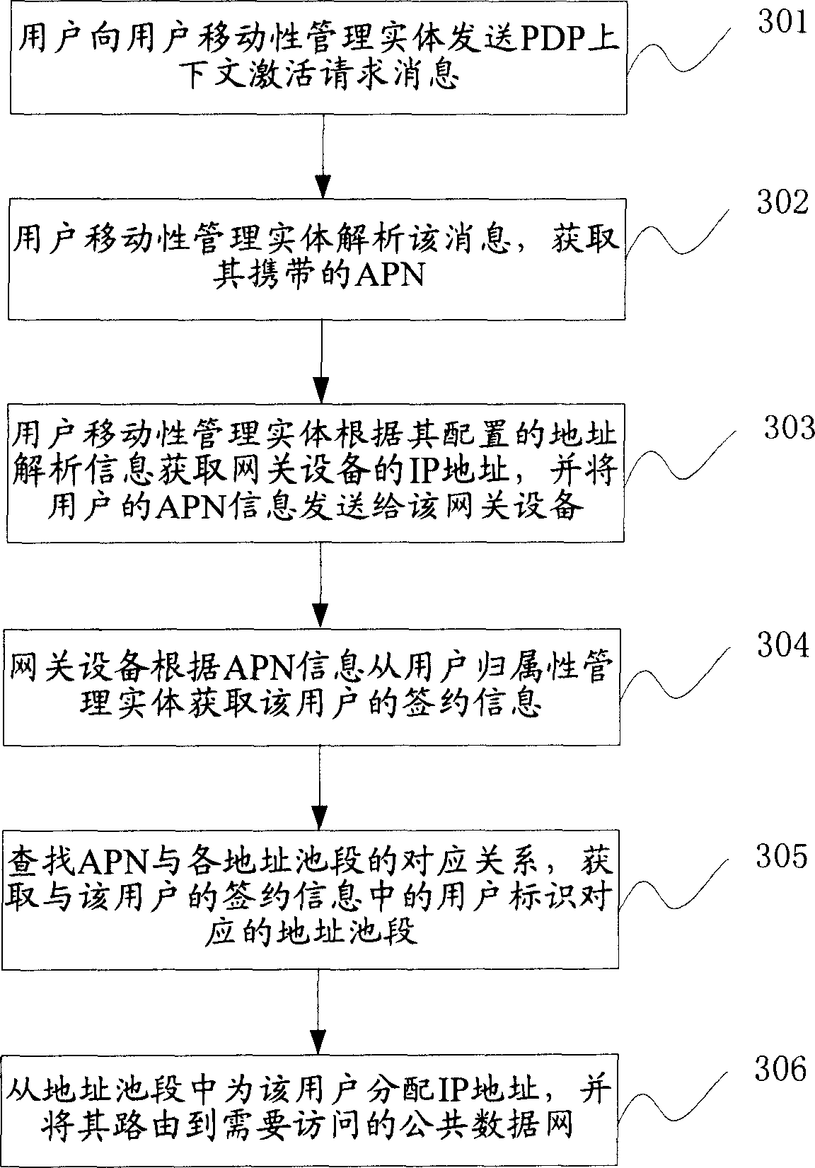 Public data networking access method and system