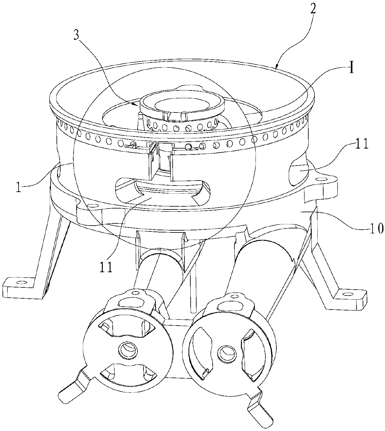 Gas burner capable of stably transferring fire