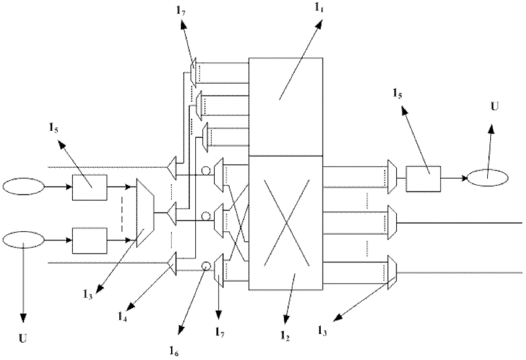 Asynchronous multi-wavelength mesh network adaptive node system based on optical packet switching