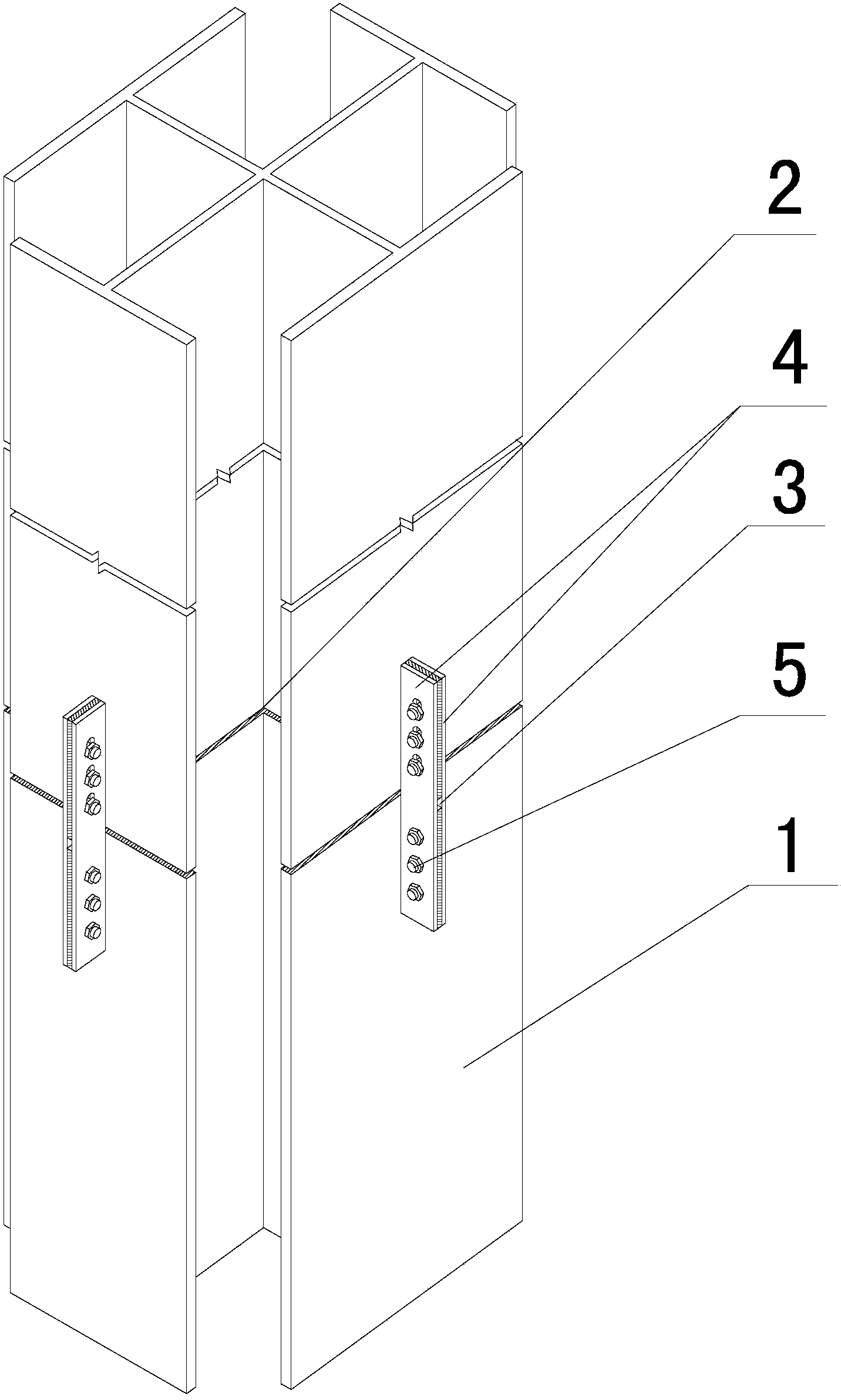 Section steel column for high-rise building section steel concrete combination structure, and construction method thereof