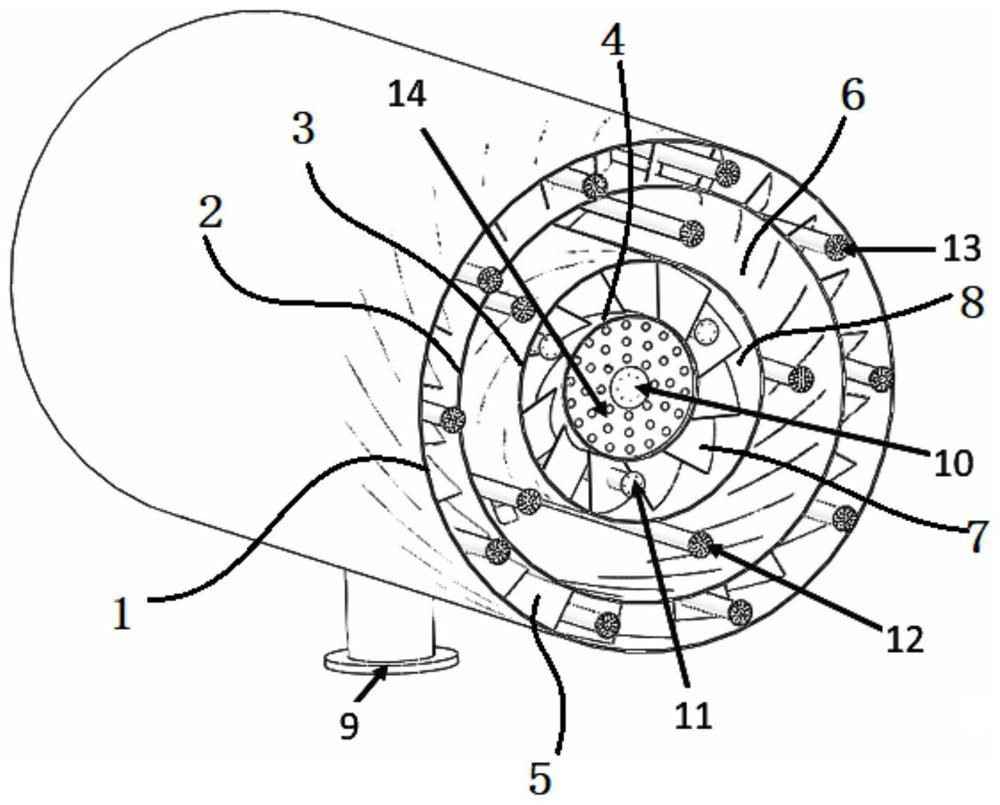 Air fuel multi-layer three-dimensional grading low-nitrogen gas burner