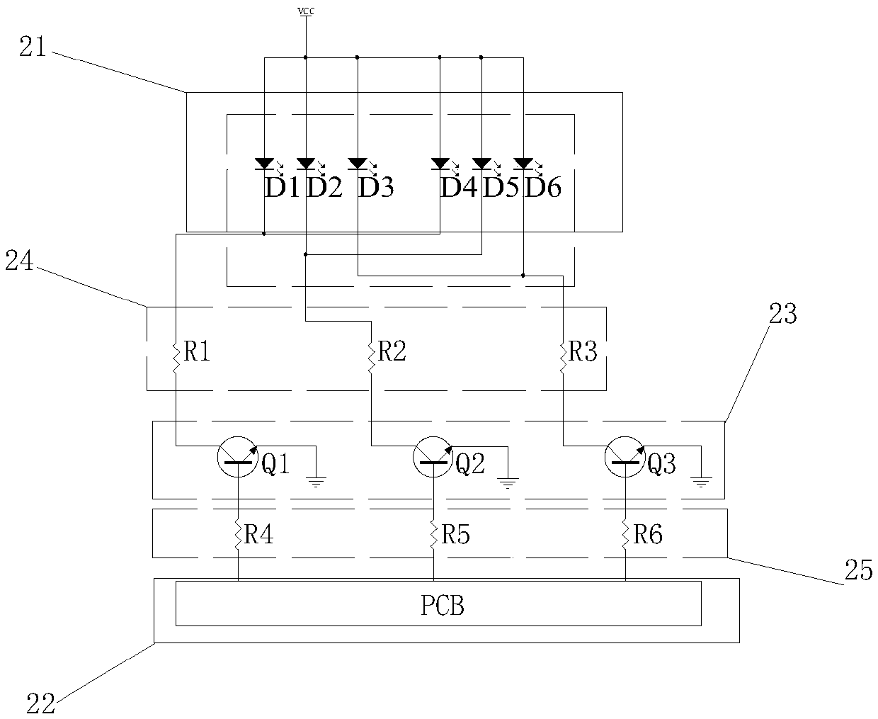 Optical fiber colorful light-emitting keyboard and its main board control circuit