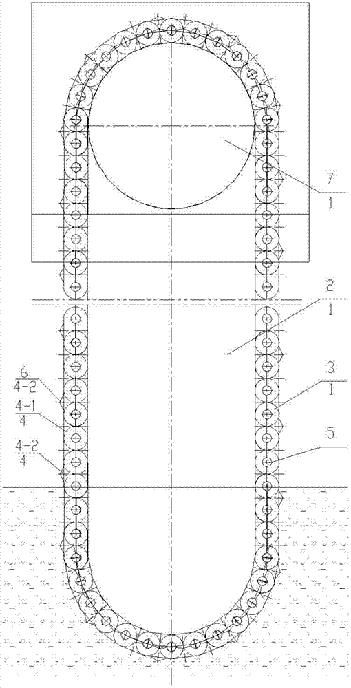 Chain for rock-soil excavating device