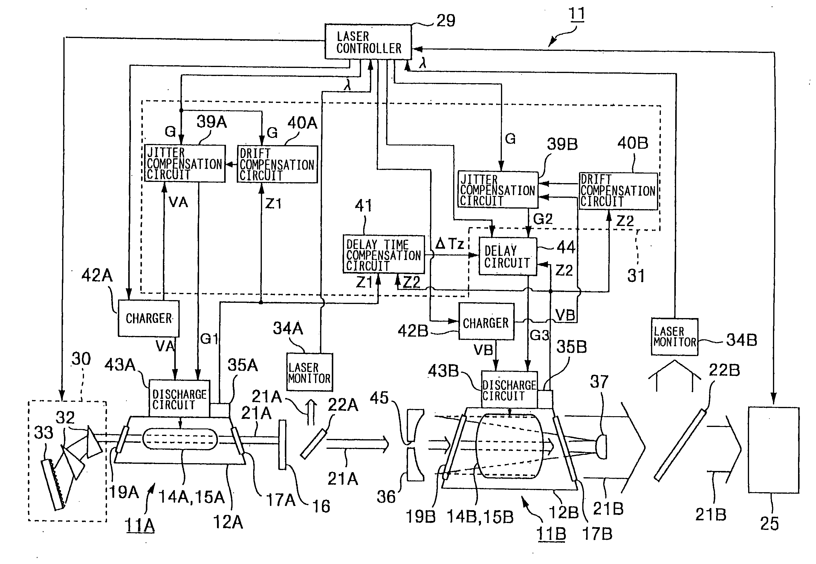 Injection locking type or MOPA type of laser device