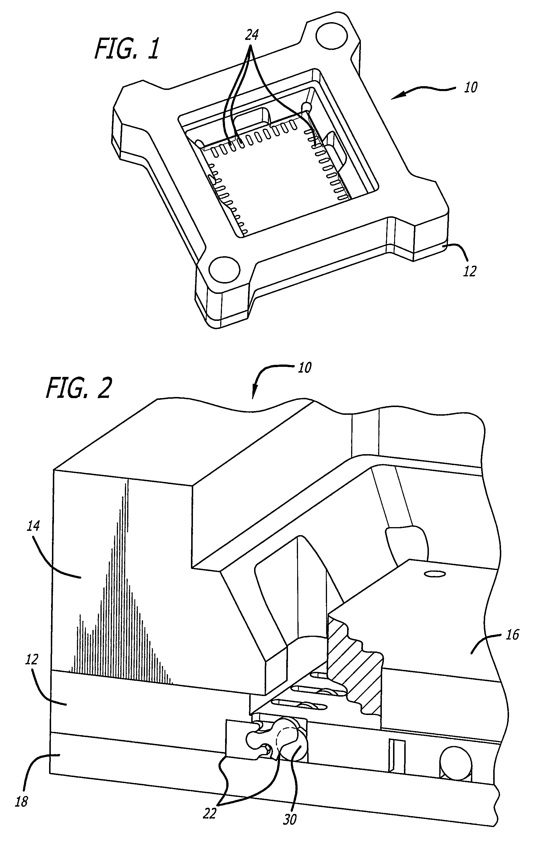 Integrated circuit socket with a two-piece connector with a rocker arm