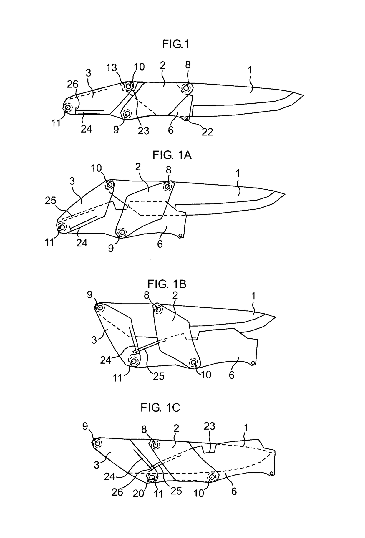 Four bar knife