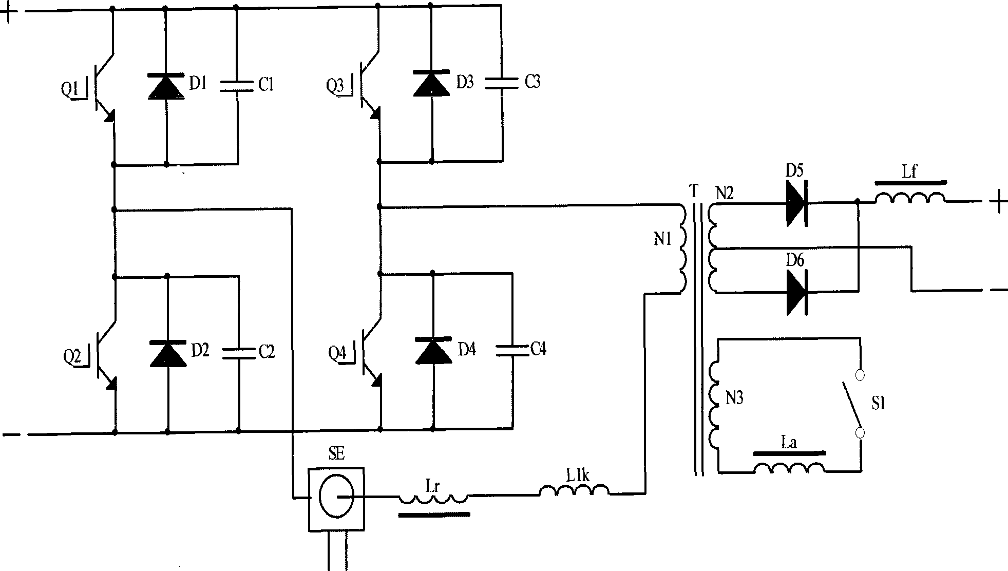 Zero-voltage soft switch topological main circuit of arc welding inverter