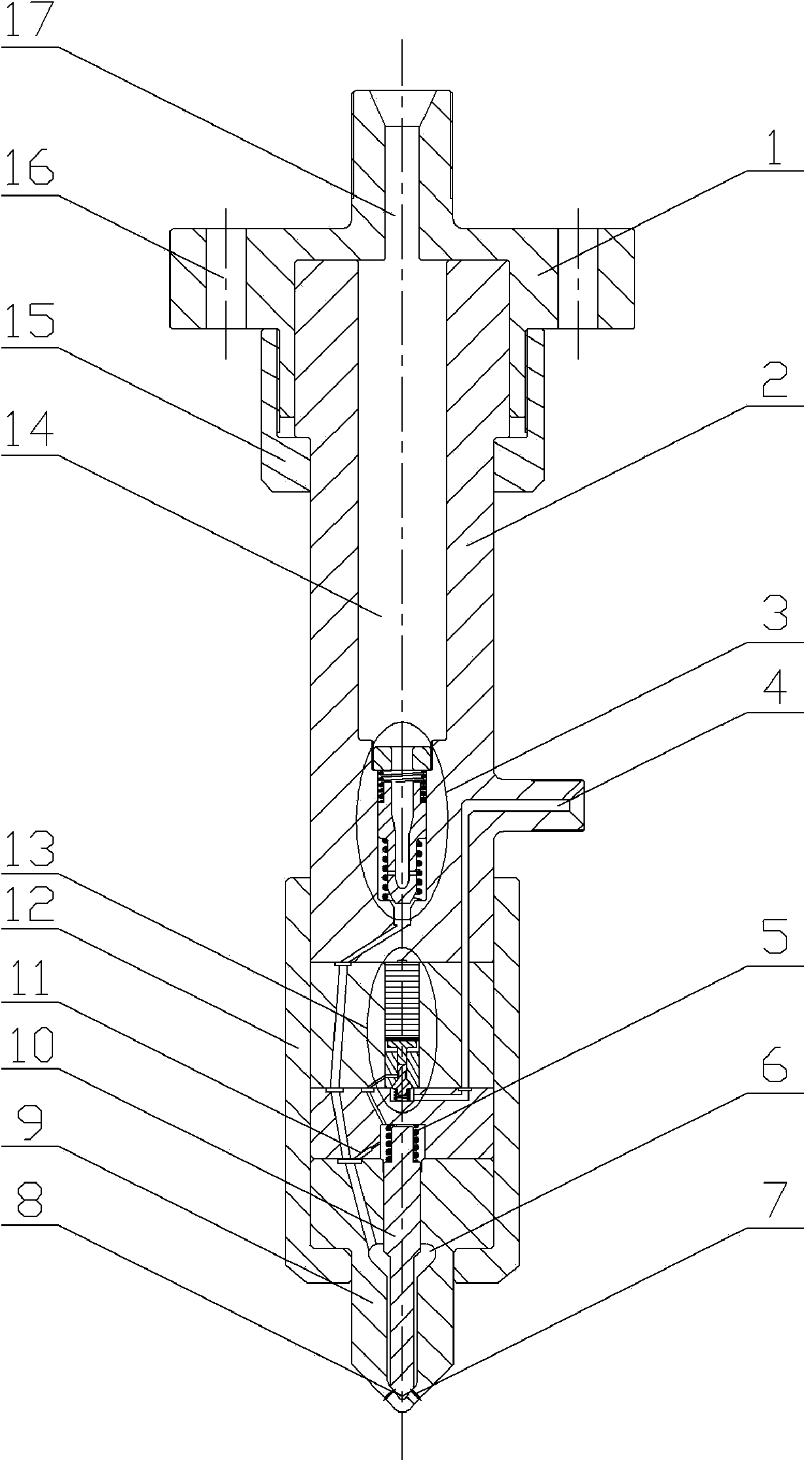 Piezoelectric control pressure accumulation and stabilization oil sprayer