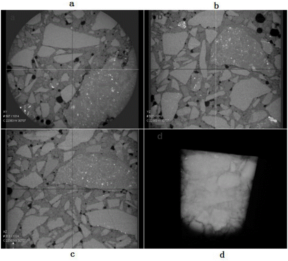 Method for detecting internal structure of cement graded crushed stones for high-speed rail roadbed