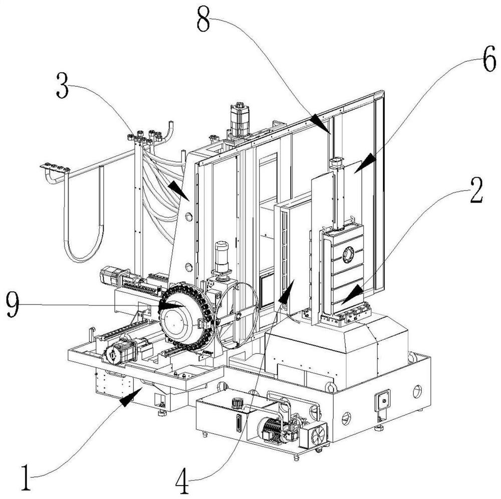 Numerical control machining center capable of achieving multi-face machining through one-time clamping