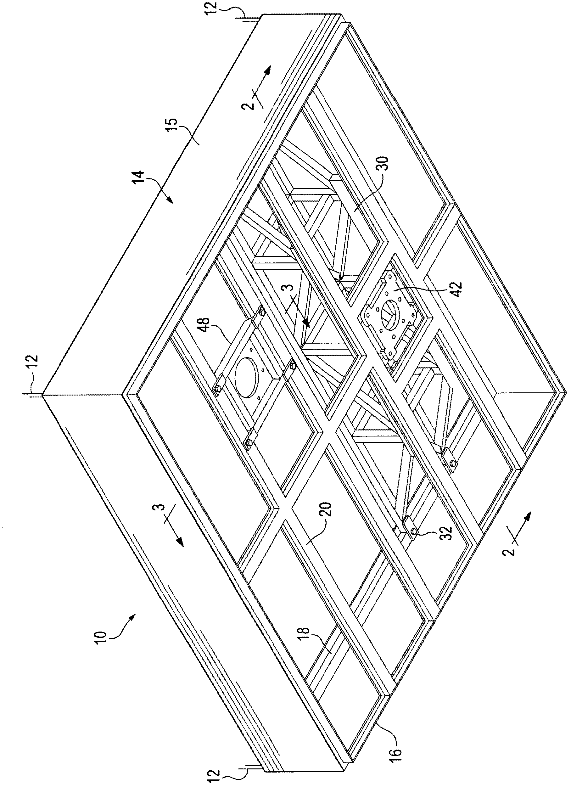 Ceiling system with integrated equipment support structure