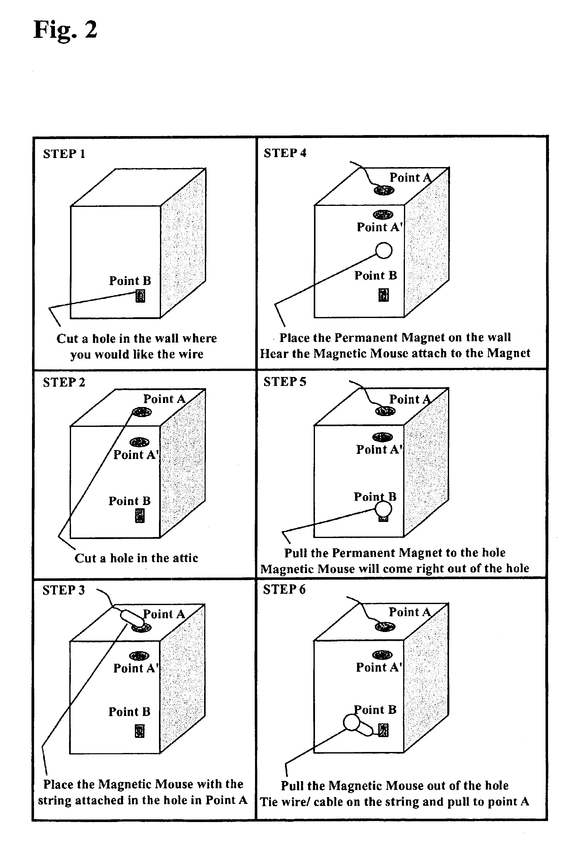 Apparatus for fishing telecommunication or electrical wires, optical cables or conduit behind walls