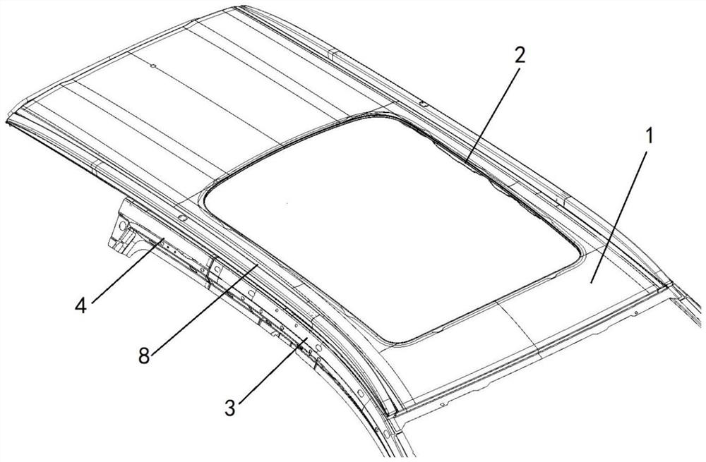 Automobile panoramic sunroof top cover assembly structure