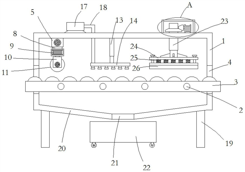 Shot blasting machine cleaning device and method