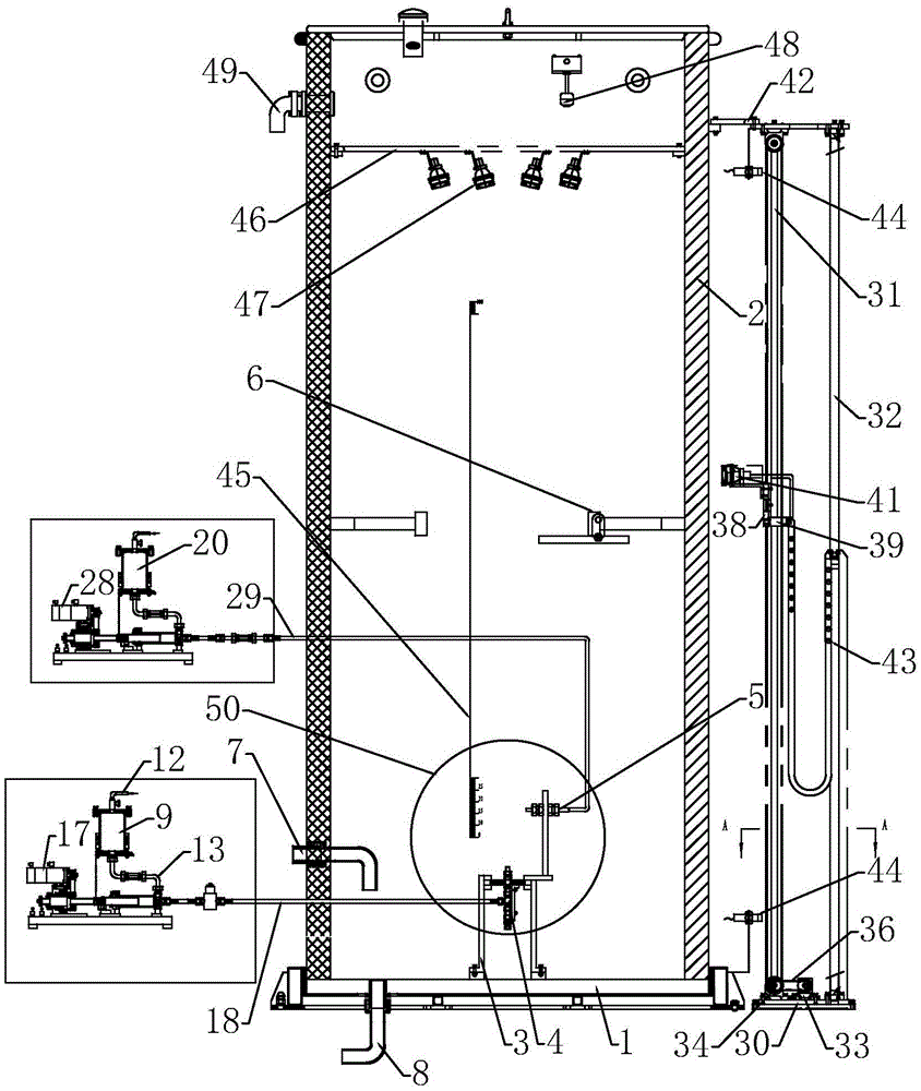 Vertical simulation device and simulation method of submarine spilled oil