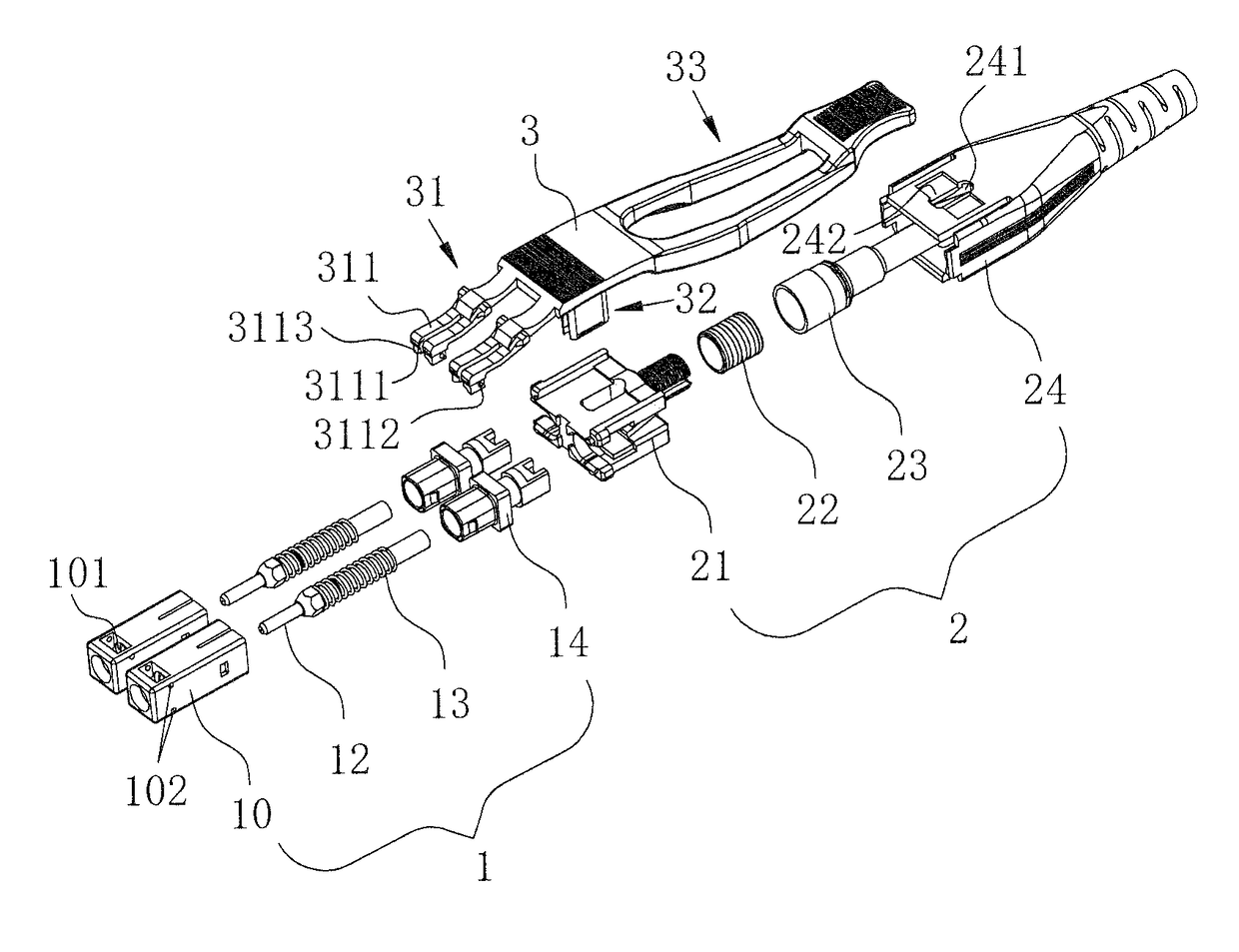 Lucent connector typed duplex connector