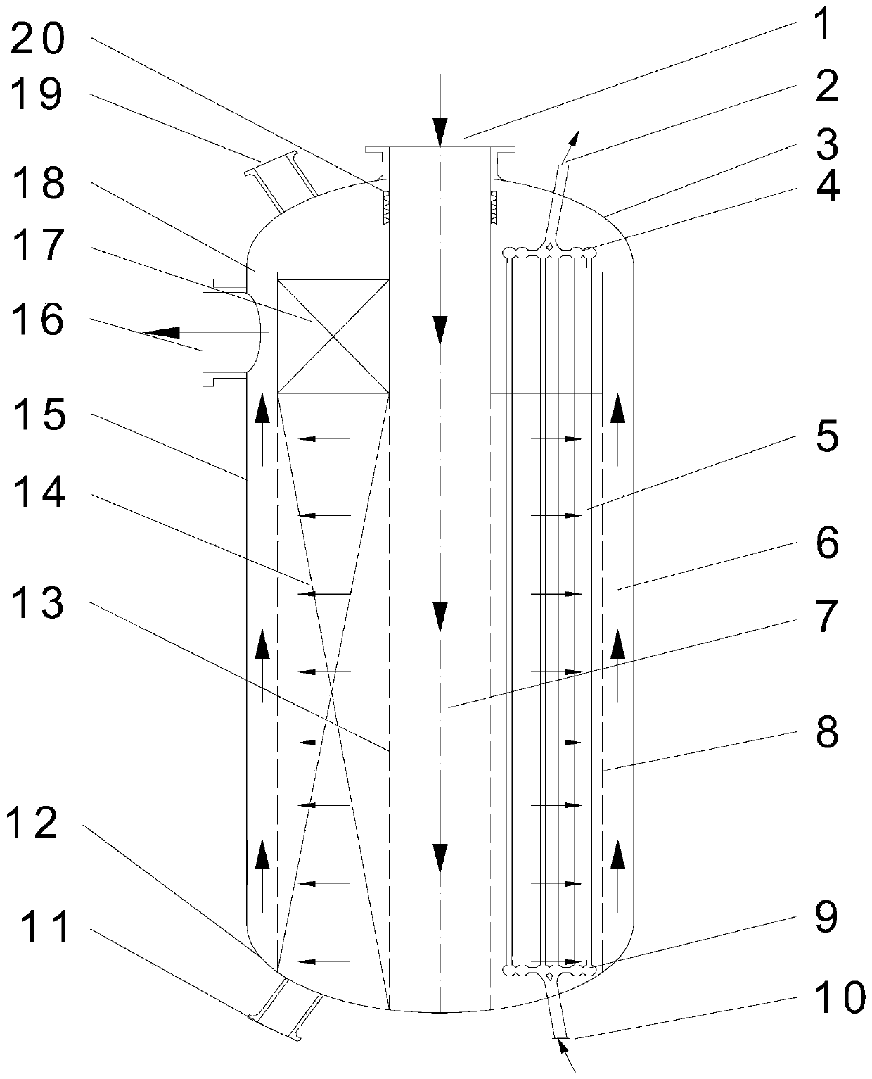 Radial flow fixed bed catalytic reactor for producing oxalate through CO carbonylation coupling