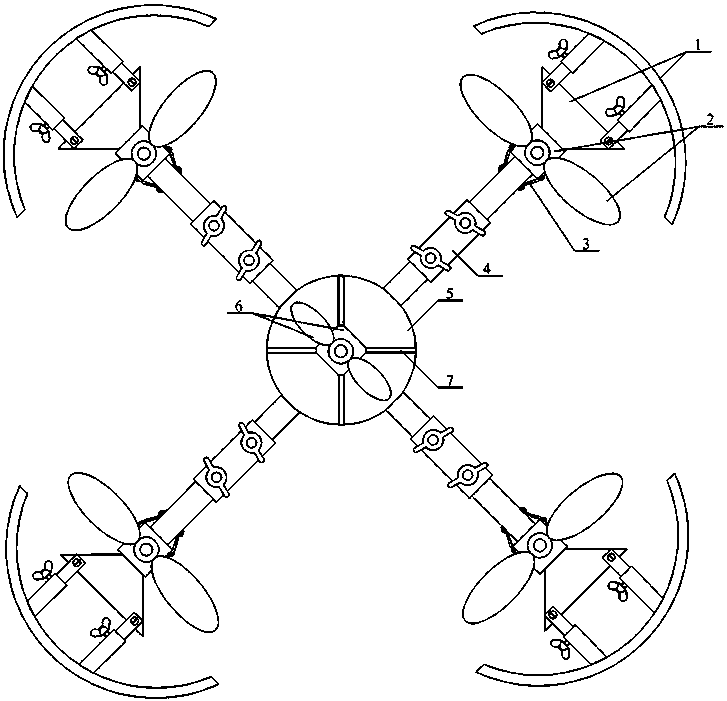 Five-axis hovering aircraft with good hovering power and working principle thereof