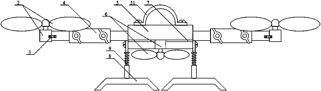 Five-axis hovering aircraft with good hovering power and working principle thereof