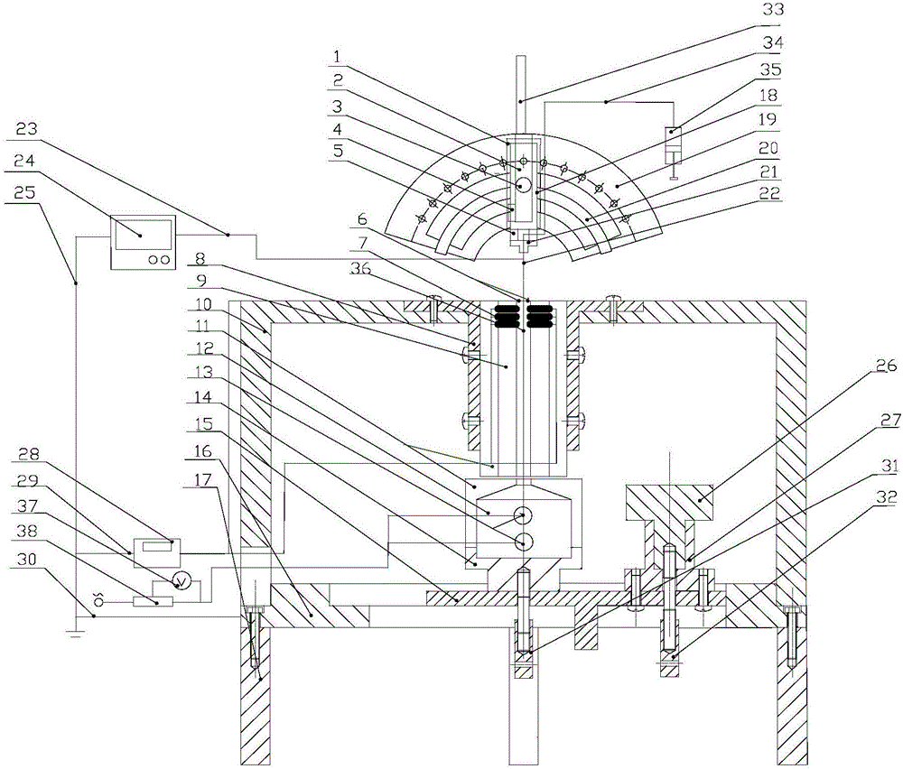 Electrostatic atomizing and cooling capacity evaluation device with adjustable nozzle space angle