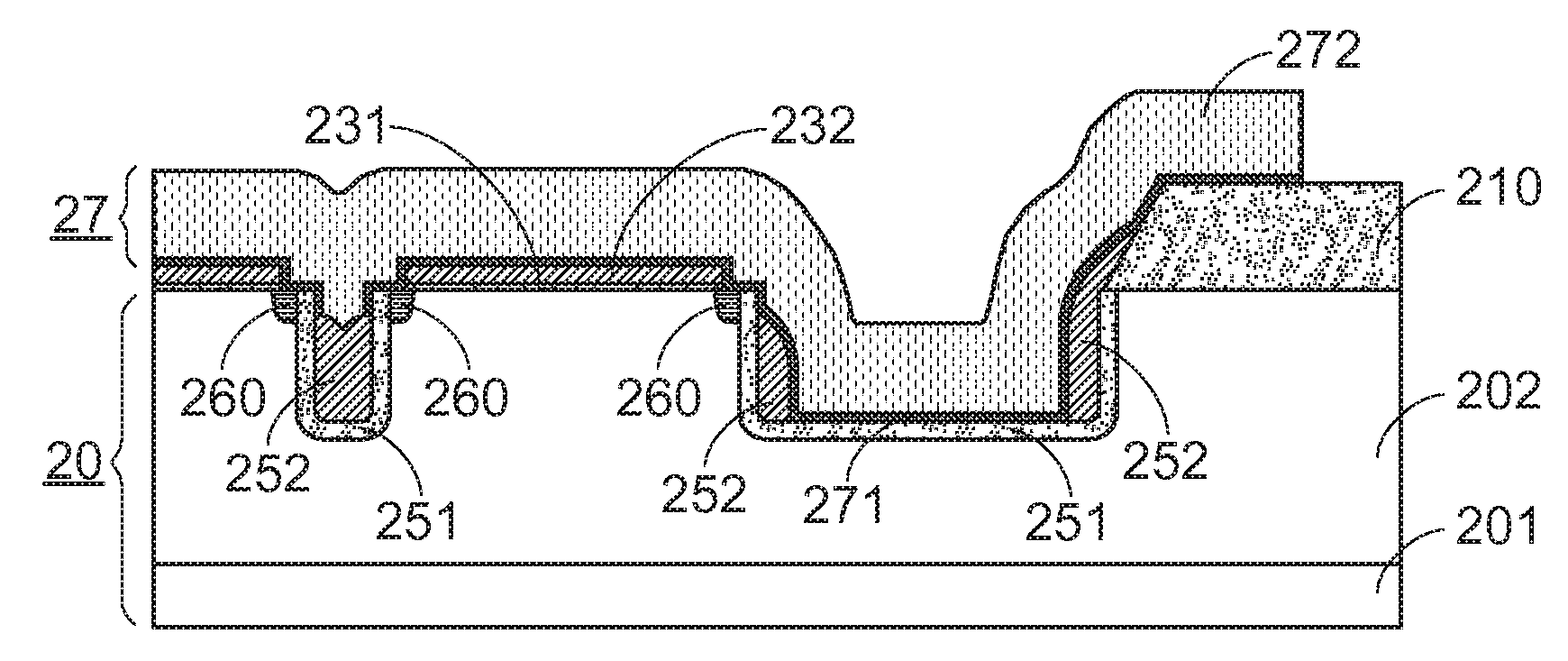 Trench isolation MOS P-N junction diode device and method for manufacturing the same