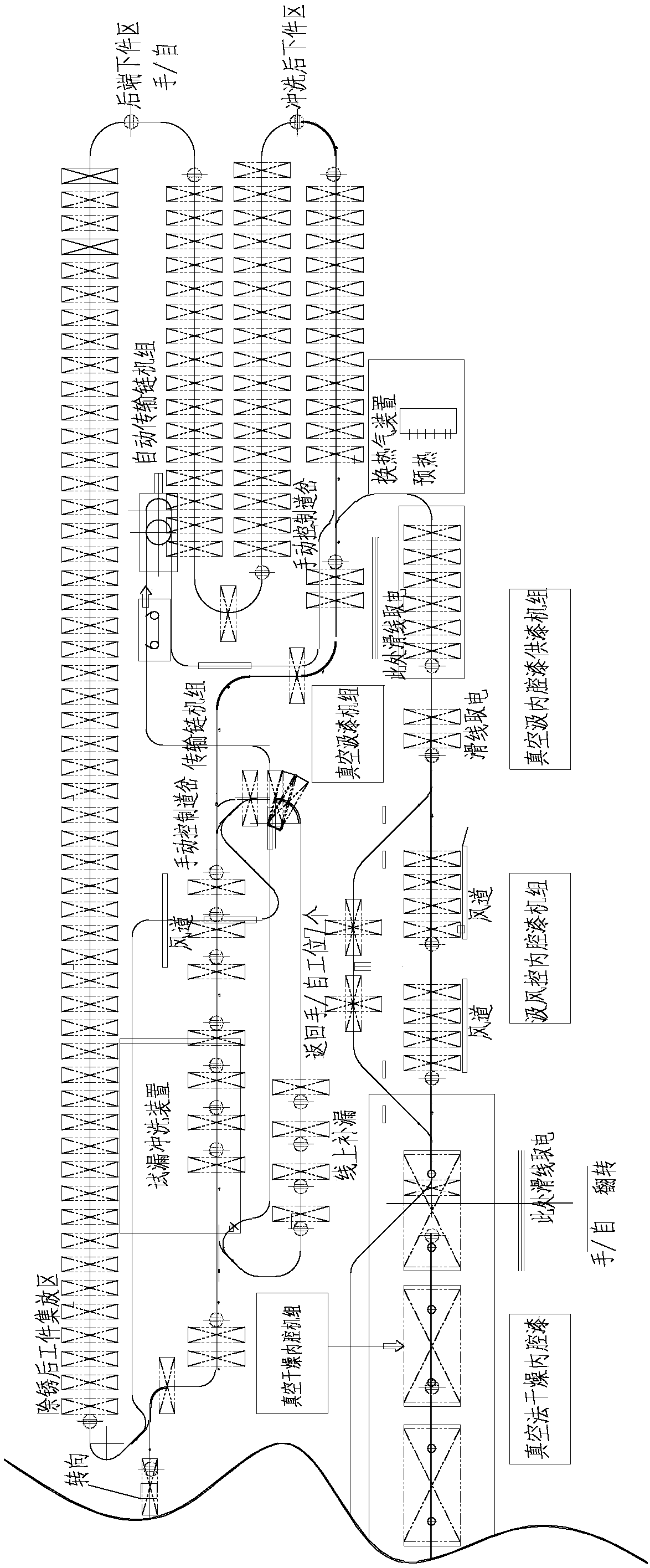 Online treatment method and equipment for manufacturing inner cavity of radiator for high-voltage transformer