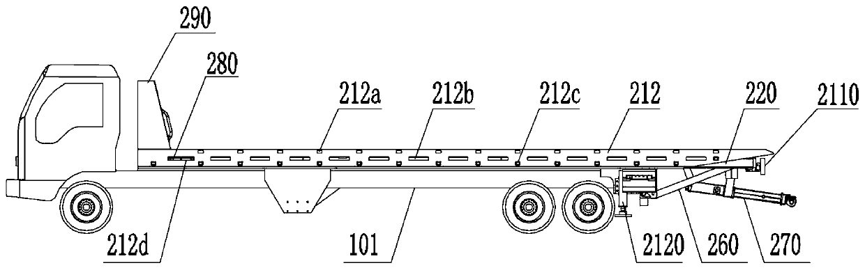 Multifunctional heavy-duty flat-plate wrecker capable of towing three vehicles at a time