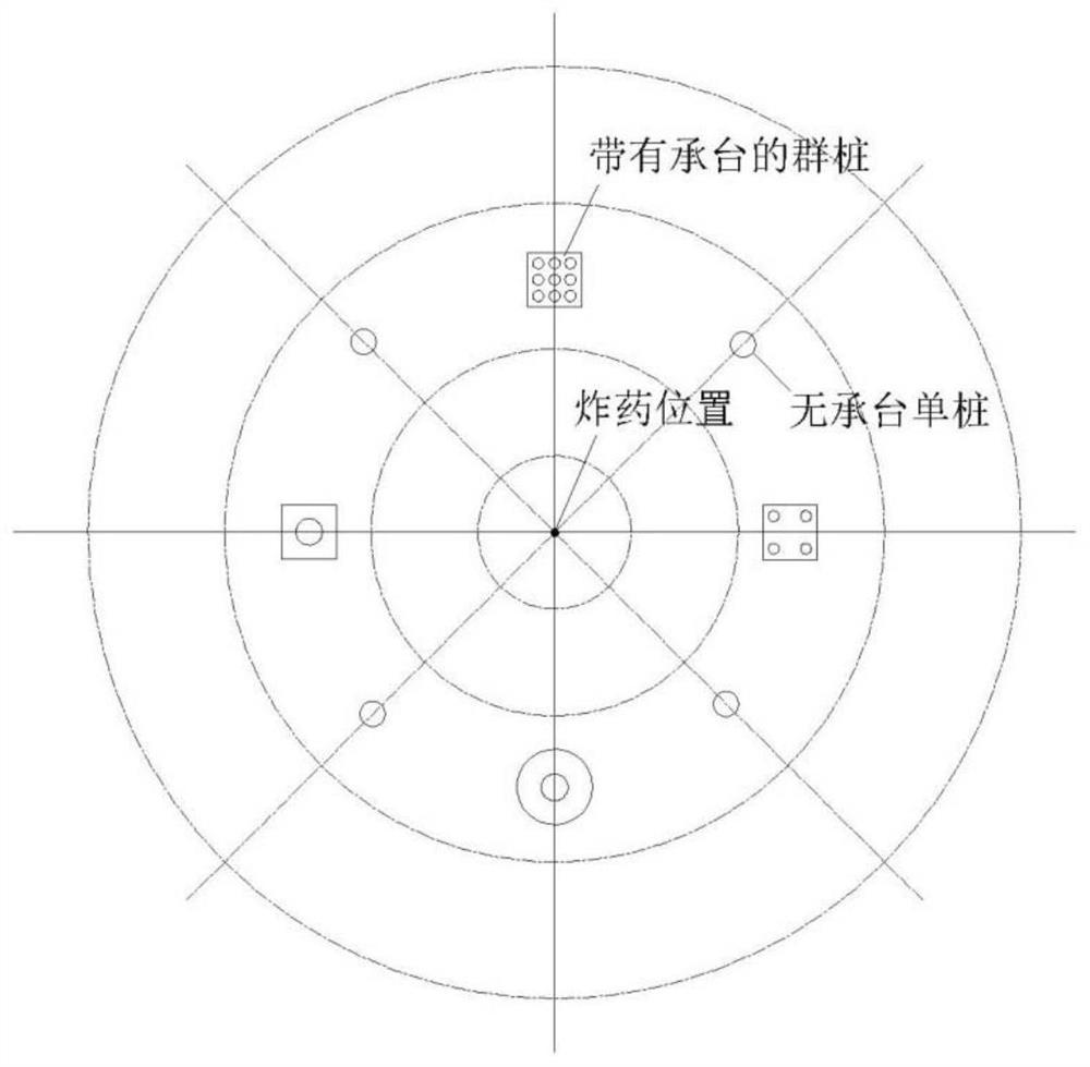 Method for testing dynamic characteristics of pile foundation of nuclear power plant by adopting underground explosion means