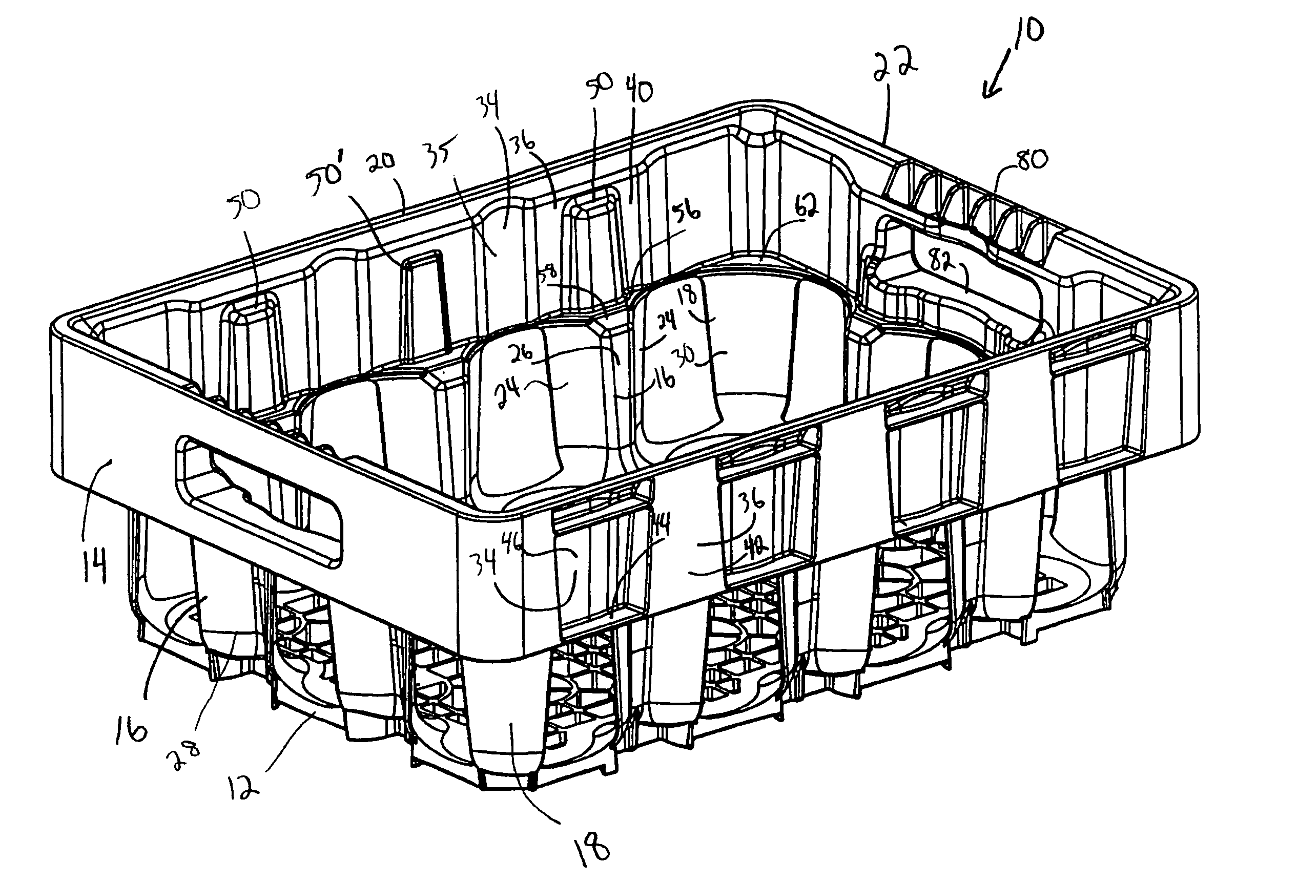 Nestable crate for containers