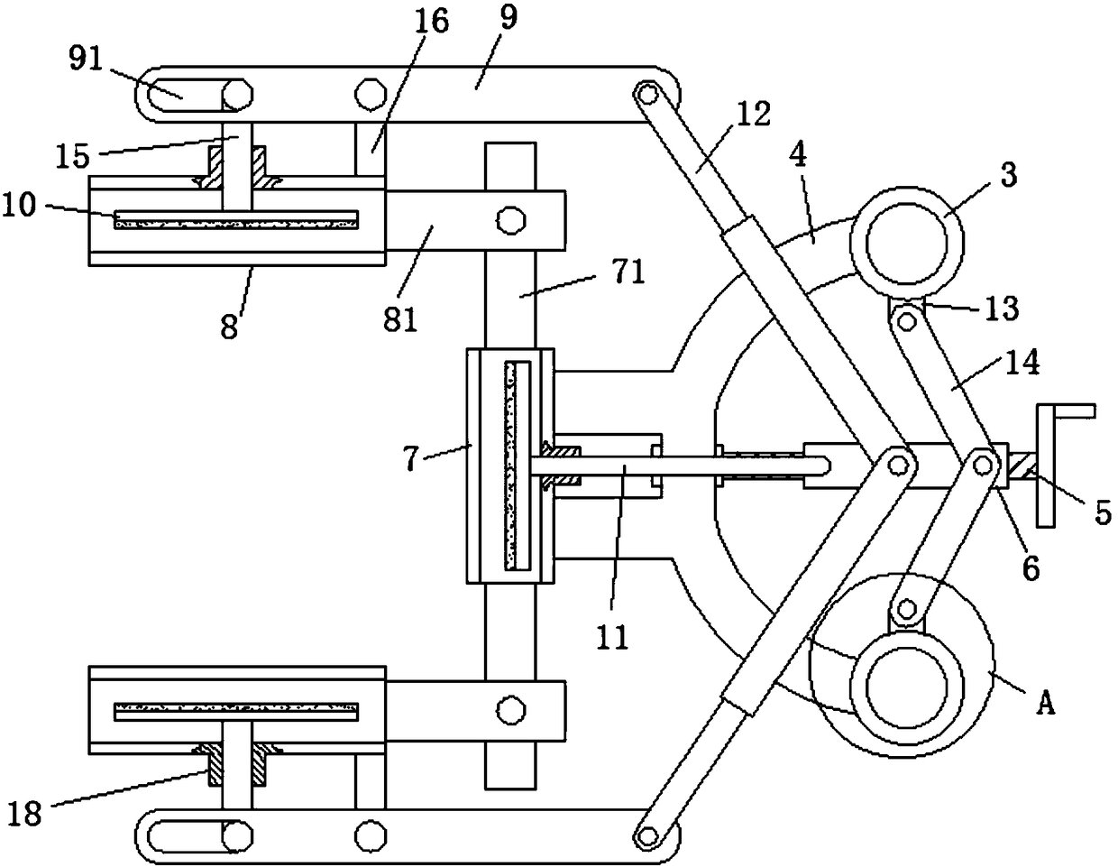 Multi-face synchronous bonding device for paving tiles