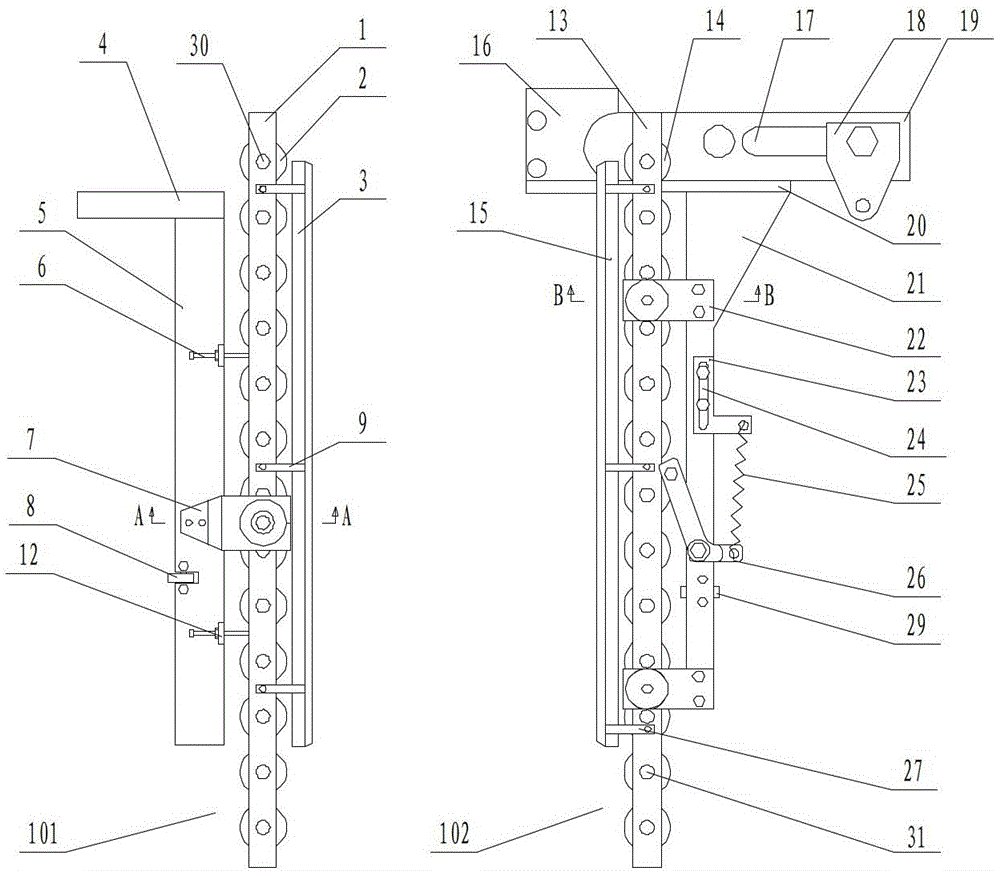 Volute iron printing side mark device