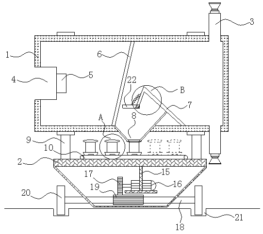 A kind of dust removal device in feed mill workshop