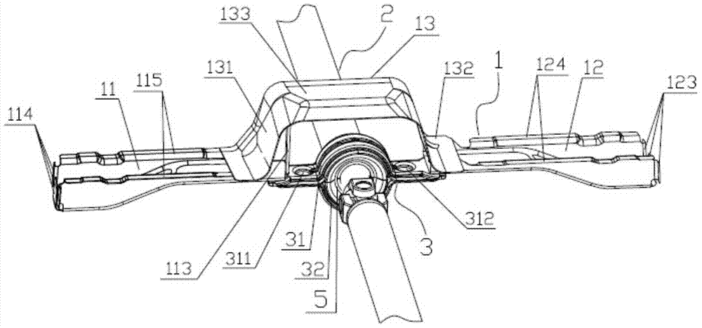 Connection structure between transmission shaft and vehicle body of a front-rear drive vehicle