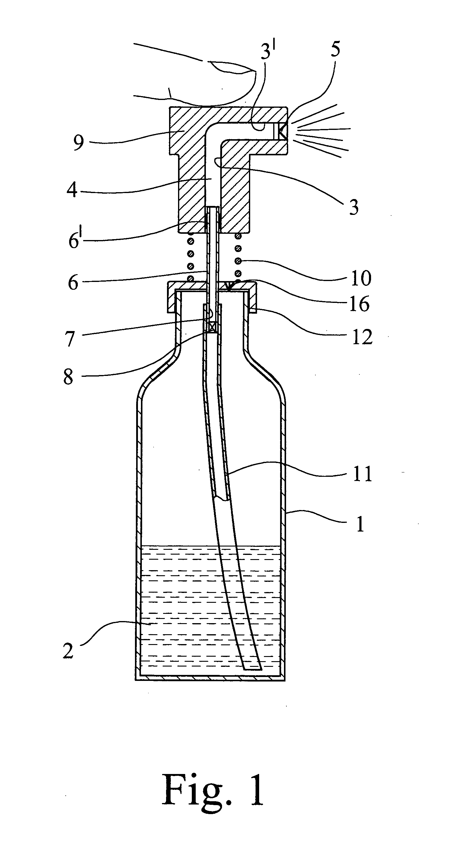 Finger operated spray pump