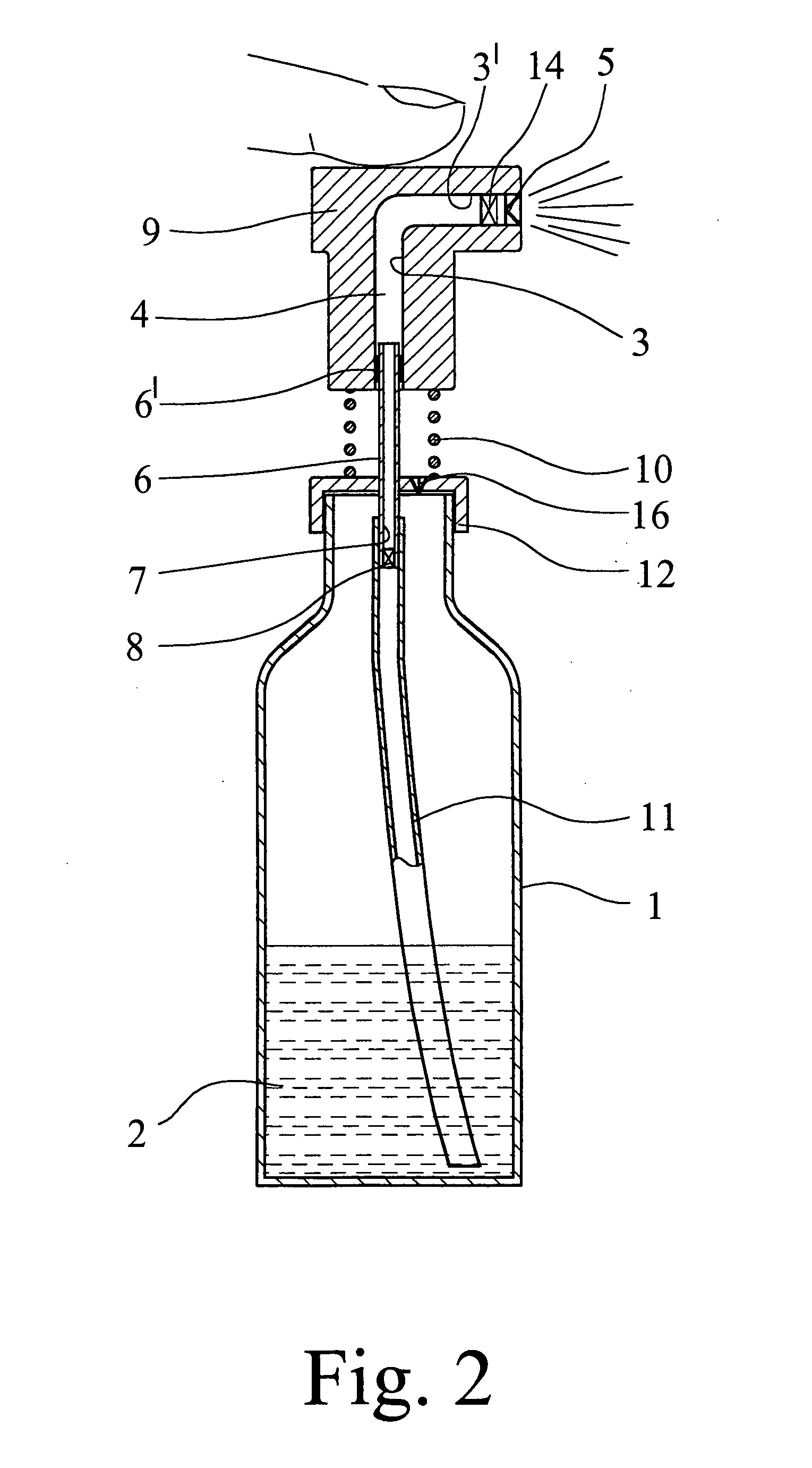 Finger operated spray pump