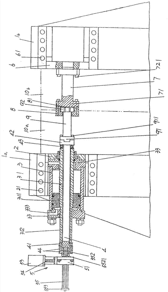 Mould locking device structure of hollow plastic product forming machine