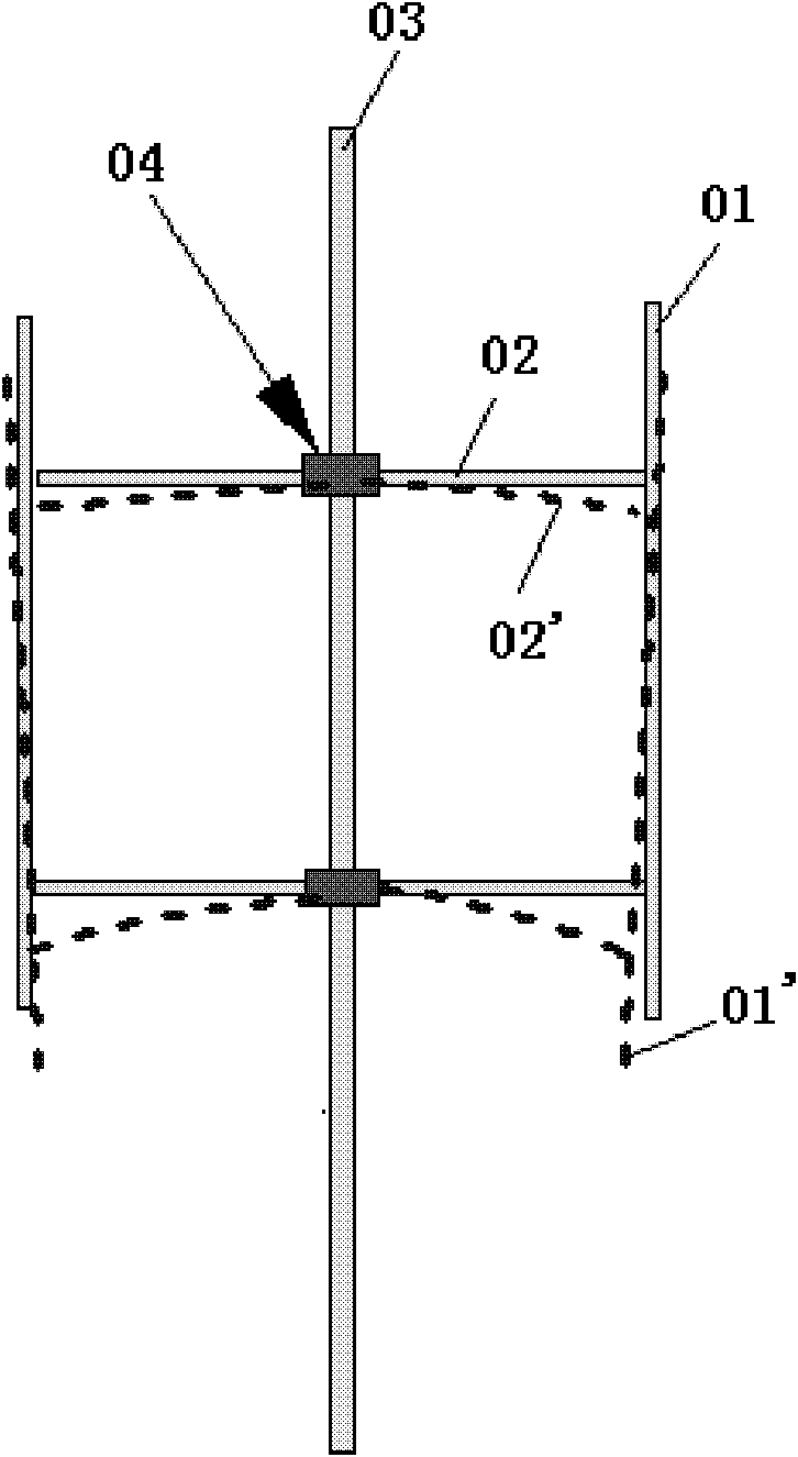 Wind wheel cable-stayed structure of wind driven generator with vertical shaft