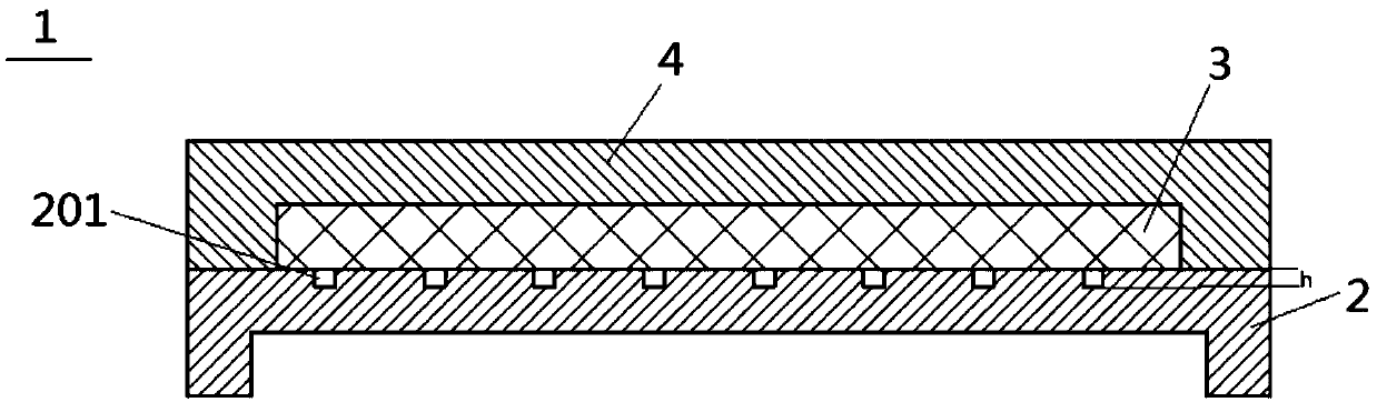 Thin film packaging structure, thin film packaging method and concave hole design method