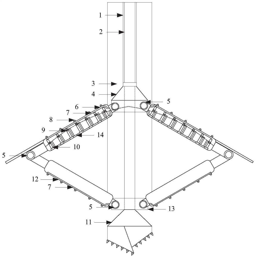 Arched grouting device and method