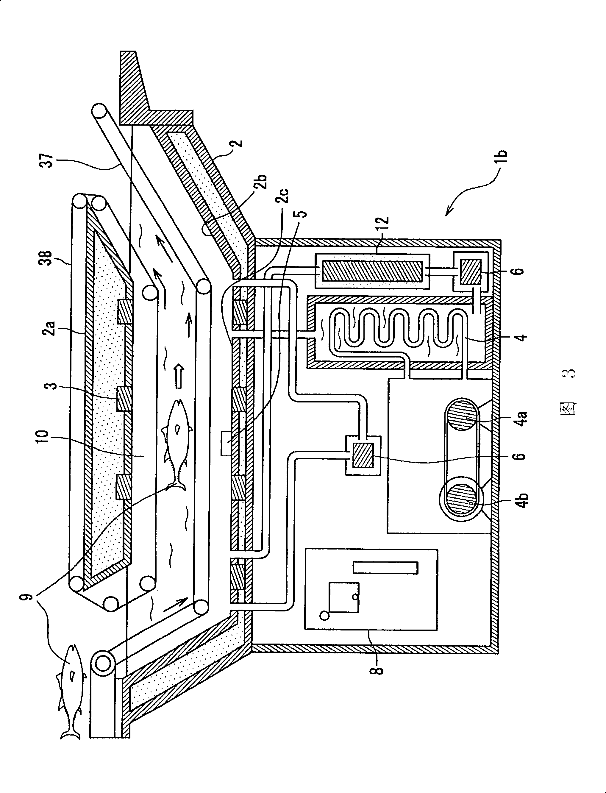 Apparatus for cooling food under water and maintaining water temperature therefor