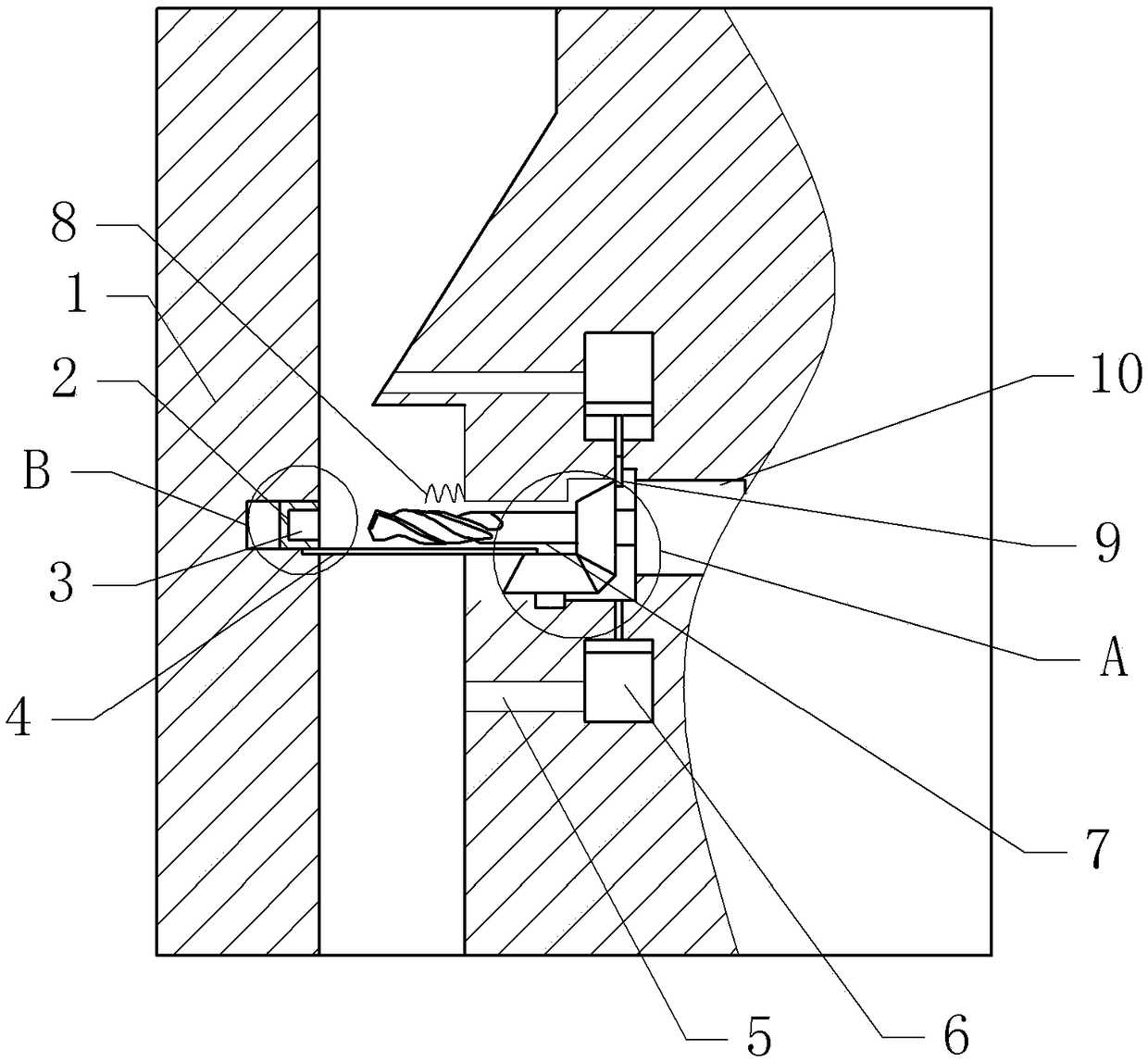 Drilling device for automotive mounting plate