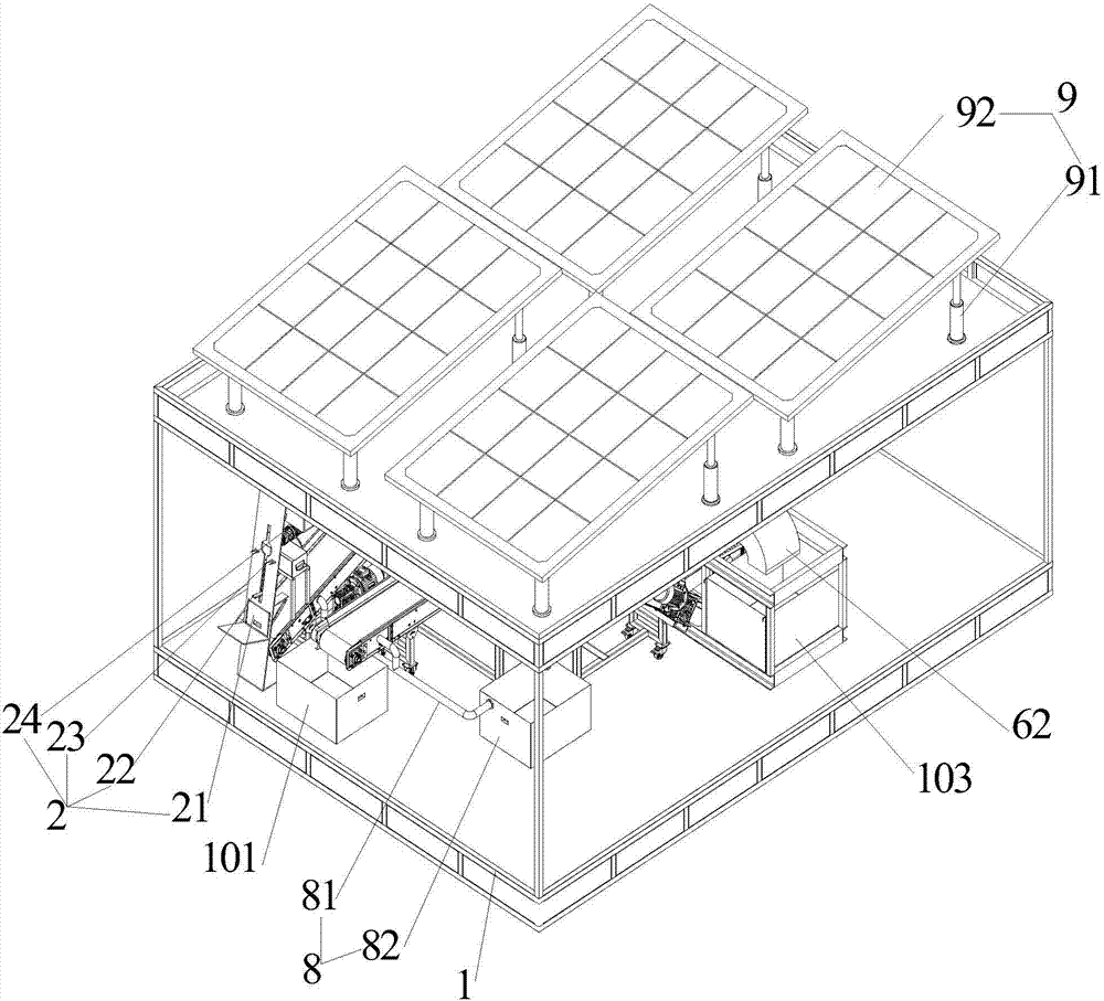 Solar community household garbage classification treatment station